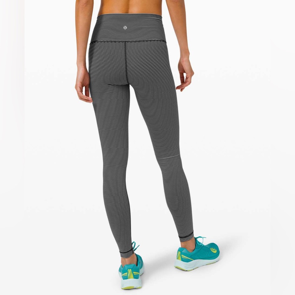 Lululemon Athletica Black and White Striped Leggings
